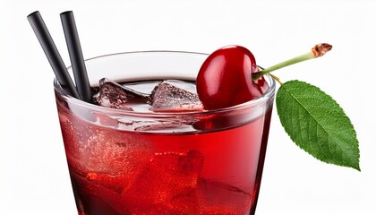 cocktail with cherry isolated on white background. AI Generate