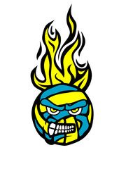 volleyball ou waterpolo face cartoon flamme feroce gueule logo club