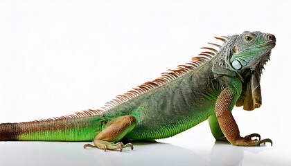 green iguana isolated on white background. AI Generate