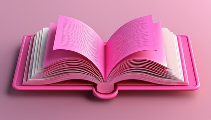 open pink book d render icon isolated on white background. AI Generate
