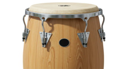 Isolated Detailed Conga Drum with Wood Grain Texture