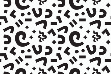 Black and White Memphis Seamless Pattern for Wallpaper, Fabric Design Vector