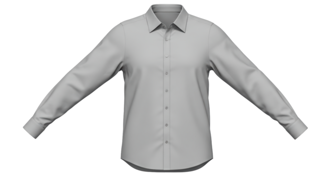 Isolated Light Gray Long-Sleeved Dress Shirt - Powered by Adobe