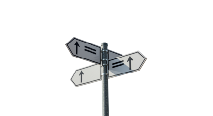 Isolated Directional Signpost with Arrows Pointing in Different Directions