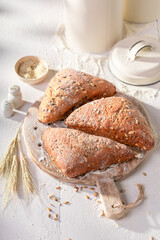 Healthy and hot triangular buns for perfect and healthy breakfast.