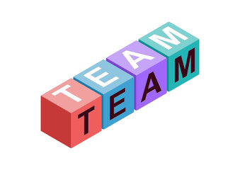 Colorful blocks spelling out team enjoy a playful arrangement emphasizing collaboration and unity...