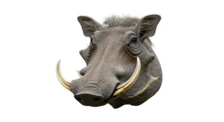 Isolated Detailed Warthog Face Portrait