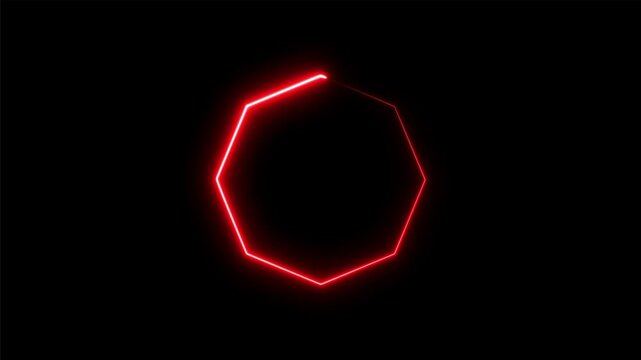 Glowing Heptagon Outline on Dark Background