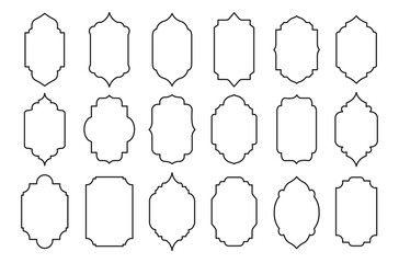 Set of Vintage ornament line style frames border arch decorative isolated on white background