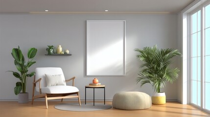 Modern Living Room with White Walls and Minimalist Decor