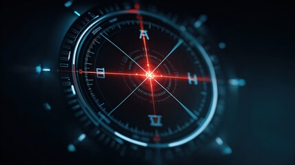 Air strike target scope, digital interface, glowing lines, crosshairs. technology, precision, targeting.