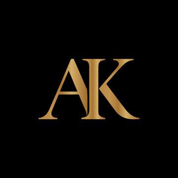 Elegant gold ak initials on black background