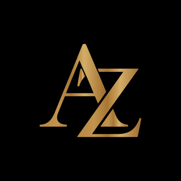 Elegant gold az interlocked letters logo design