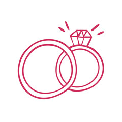 Wedding Rings in doodle style isolated on a white. Perfect for design of invitations, posters, logo of wedding organizer