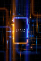 Technology blue and yellow light lines background