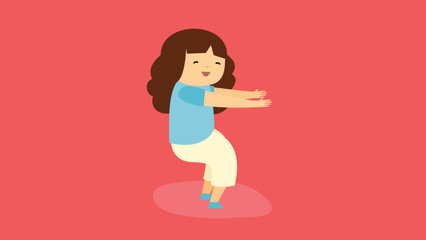 Cute little girl dancing flat style vector illustration. Cute little girl dancing.