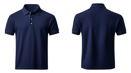 Classic navy blue polo shirt mockup front and back