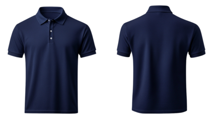 Classic navy blue polo shirt mockup front and back