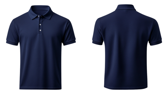 Classic navy blue polo shirt mockup front and back