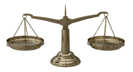 Isolated Antique Brass Balance Scale with Empty Pans