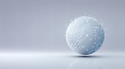 Abstract Sphere with Dots and Lights on Reflective Surface