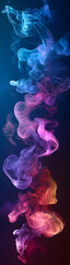 Colorful Abstract Smoke Swirls on Dark Background - vertical banner - wide skyscraper - blue background