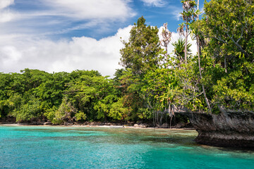 The sea and beach of the Duke of York islands in Papua New Guinea