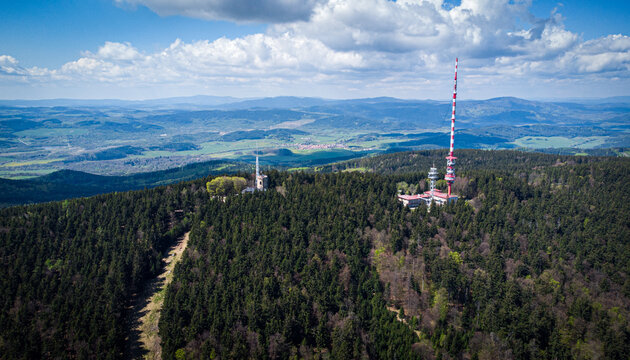Vysilac Klet. Tower in hill near Cesky Krumlov. Czech Republic