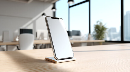 Smartphone mockup on work desk