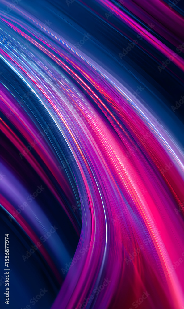 Poster Abstract colorful curved lines creating a dynamic and vibrant composition with smooth gradients flow and light trails