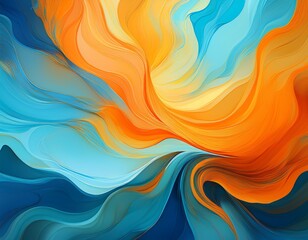 Obraz premium powerful aqua blue and tangerine orange color abstract background