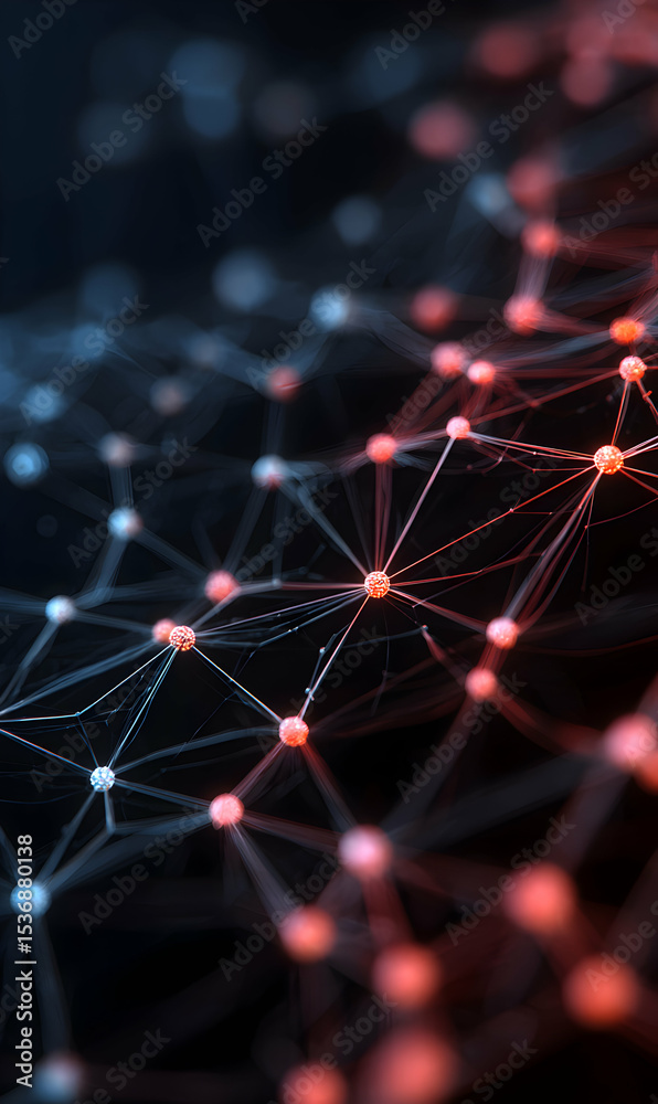 Poster abstract network connection with nodes and lines creating futuristic digital technology background d