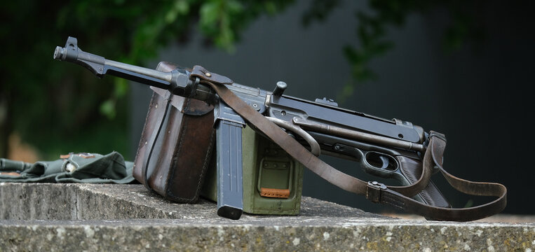 The MP 40 (Maschinenpistole 40) is a submachine gun chambered for the 9&times;19mm Parabellum cartridge. Developed in Nazi Germany,