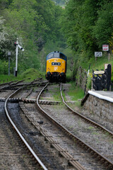 NYMR, North Yorkshire moors railway station at Goatland, UK. Preserved vintage railway.