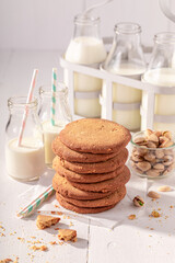 Crunchy and sweet pistachio cookies as a popular sweet snack.