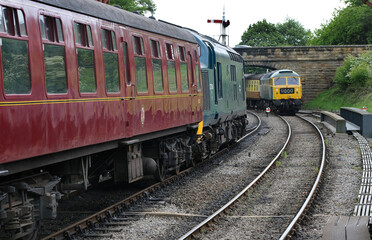 NYMR, North Yorkshire moors railway station at Goatland, UK. Preserved vintage railway.