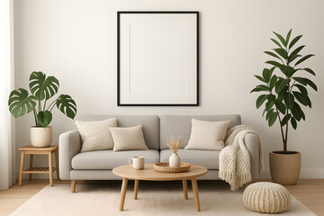 Modern minimalist living room interior design mockup