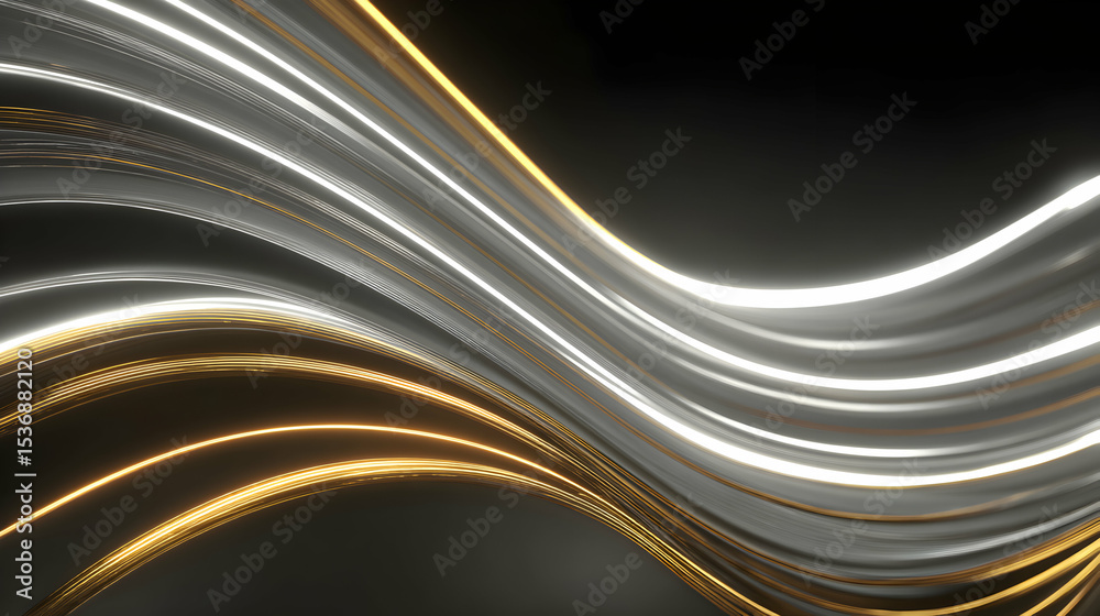 Poster Elegance of light and shadows playing across smooth, luminous wave patterns creating dynamic movement and flow