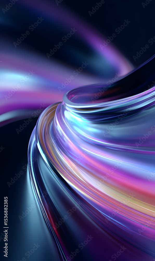 Poster Iridescent waves of light a mesmerizing display of color and luminosity in a digital abstract rendering