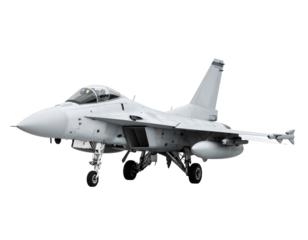 Modern fighter jet side view isolated on white, advanced military aircraft.