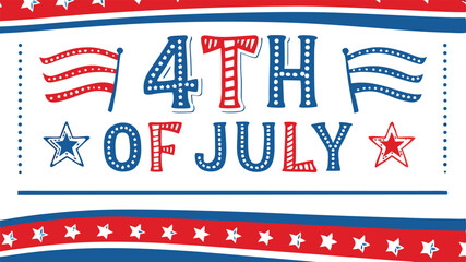 Festive fourth of july banner with flags stars and lettering in patriotic colors for independence day celebration