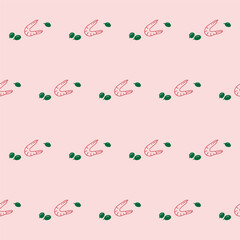 Seamless Mediterranean Shrimp Food Textile Print Pattern. Travel Vacation Rest Theme. Summer Resort Fabric Swatch Doodle Line Hand Crafted Decoration. Simple Line Art Sketch Outline Drawing.