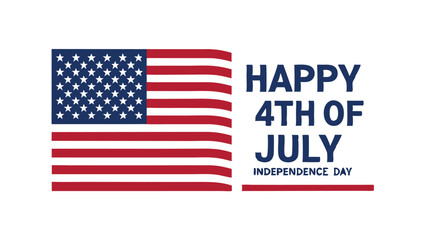Illustration featuring an american flag with stars and stripes and happy fourth of july text design