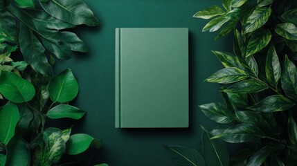 green notepad on a green background with leaves