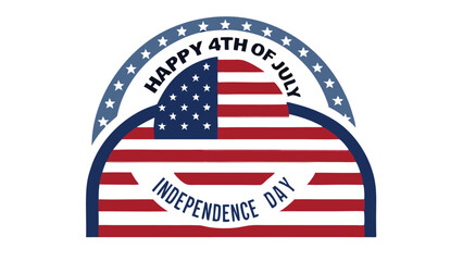 Happy th of july independence day design featuring an american flag and star banner in red white and blue