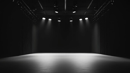 an empty stage with white ground