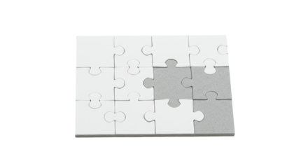 Isolated Puzzle Pieces with Missing Gray Piece