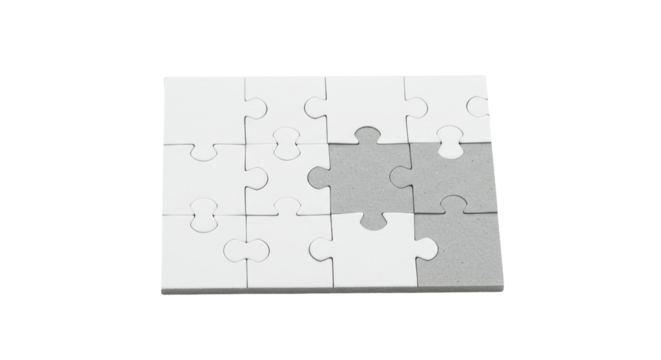 Isolated Puzzle Pieces with Missing Gray Piece
