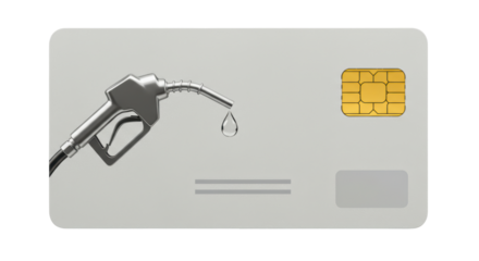 Isolated Gas Pump Nozzle on a Credit Card Representing Fuel Costs