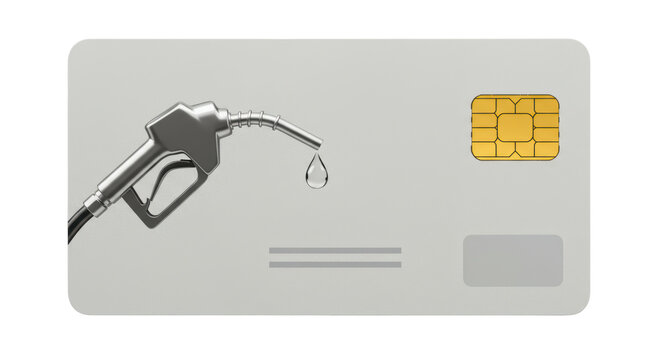 Isolated Gas Pump Nozzle on a Credit Card Representing Fuel Costs